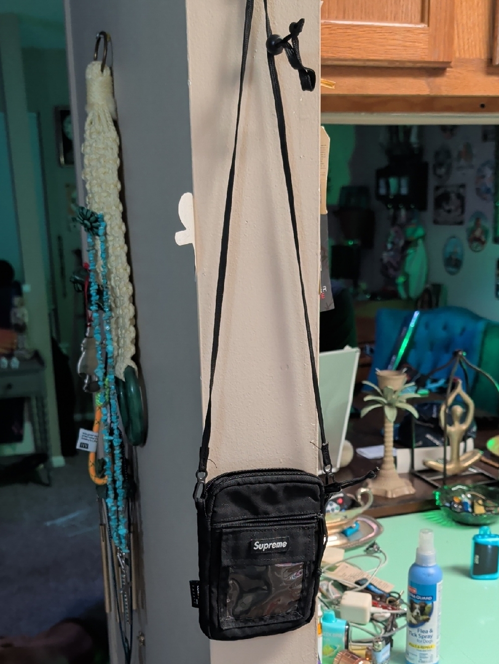 Supreme Black Crossbody Pouch with Clear Front Window